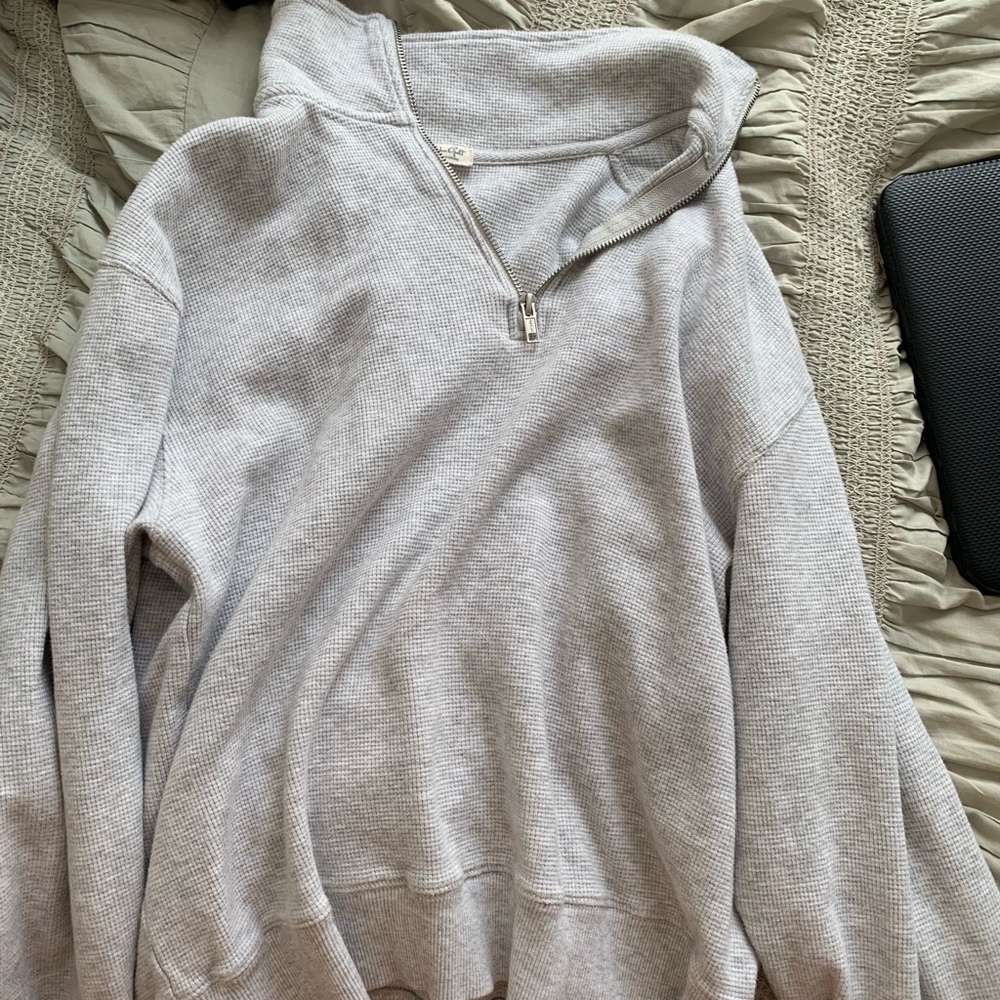 Brandy Melville grey thermal half zip
